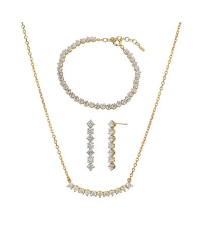Sterling Plated Josephine Tennis Necklace, Bracelet & Earring Set Statement
