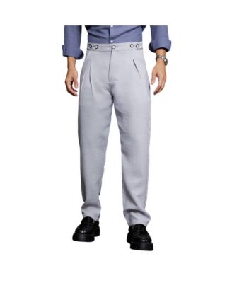 Campus Sutra Men's Cloud Grey Pleated Tailored Trousers