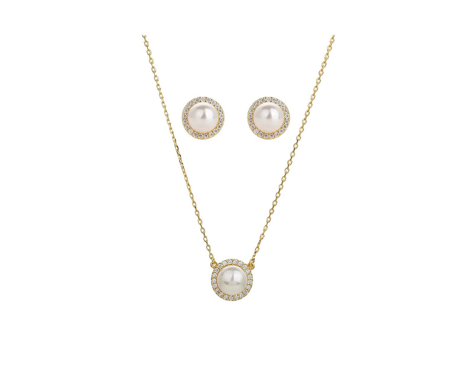 Набор ожерелье и серьги Sterling Plated Eleanor с культивированным жемчугом