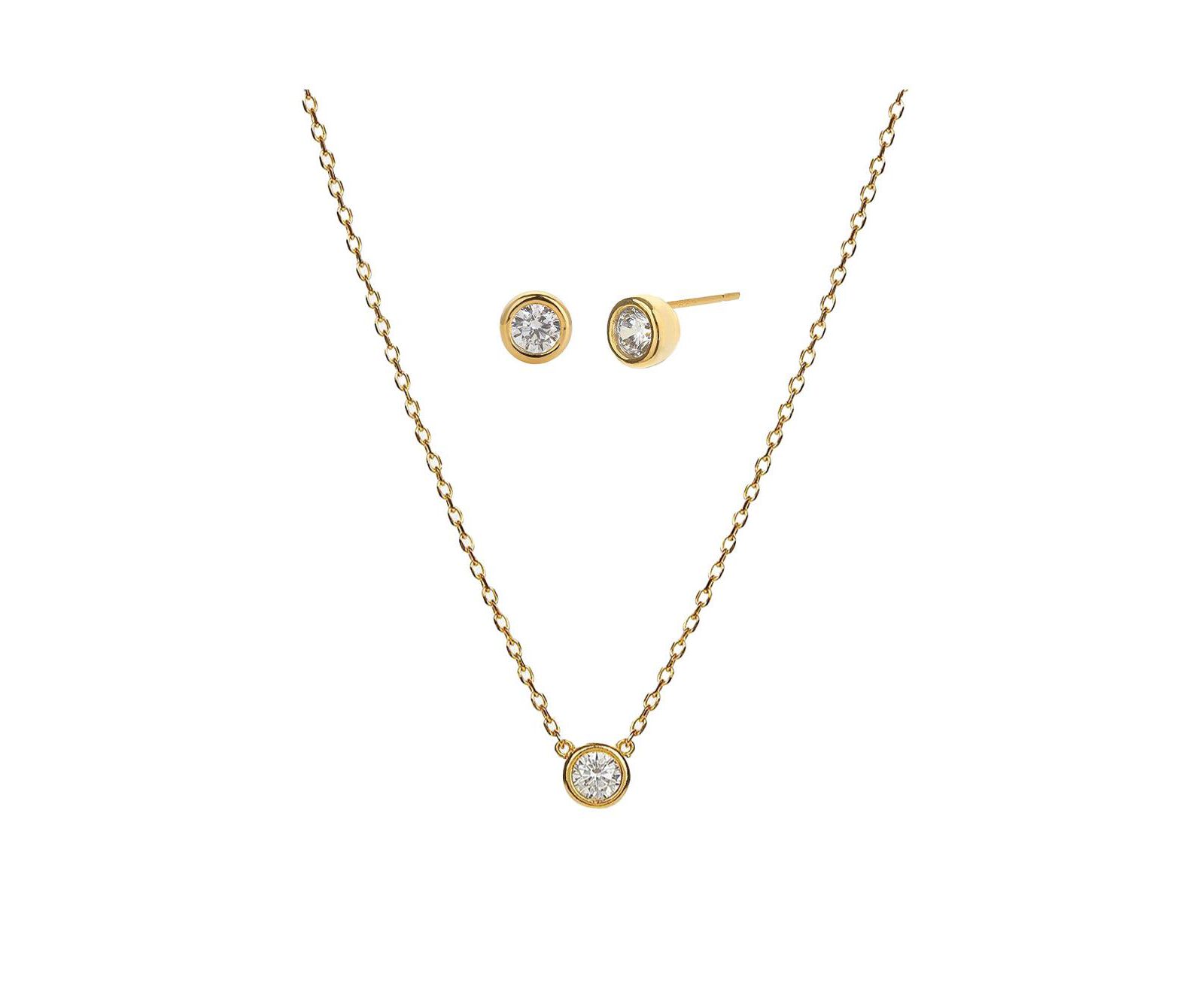 Sterling Plated Margot Necklace & Earring Set Dainty