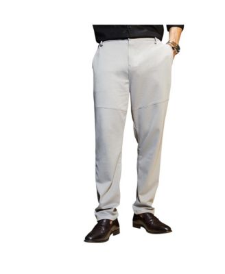 Campus Sutra Men's Cloud Grey Panel-Waffle Chino Trousers