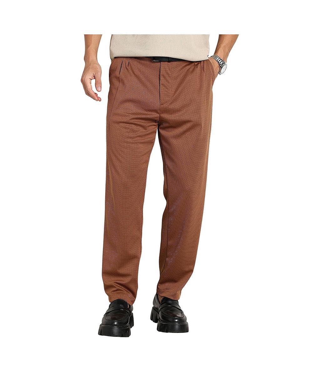 Campus Sutra Мужские брюки чинос Micro-Check Russet Brown