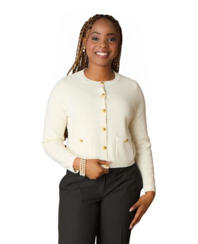 LuxLined Women's Itch-Free Merino Wool Button Cardigan with Soft Lining