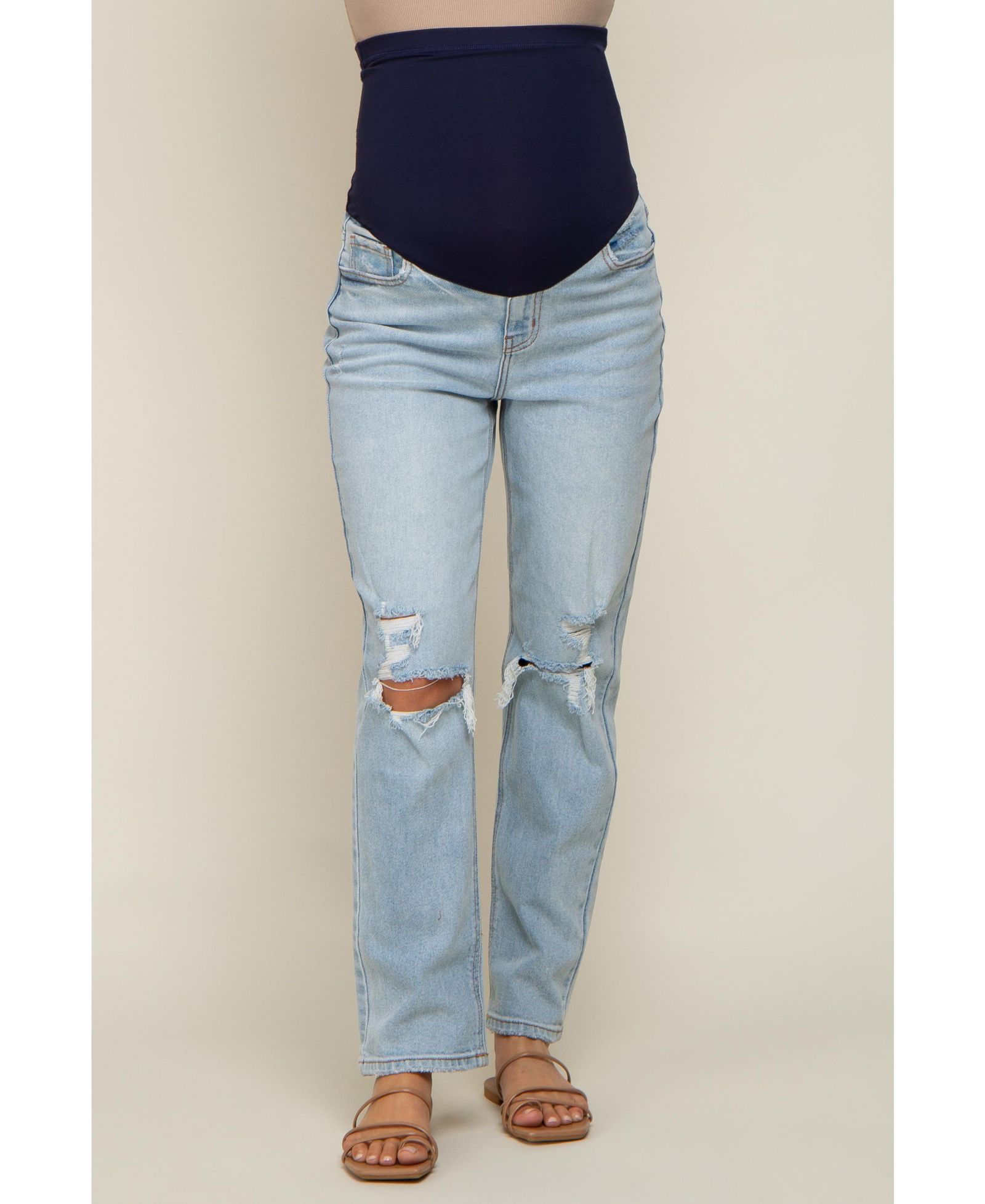 Pinkblush Women's Light Blue Distressed Knee Jeans