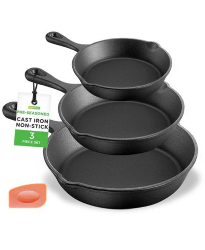 Набор сковородок из чугуна NutriChef 3 предмета - 6'' 8'' 10'' - с антипригарным покрытием