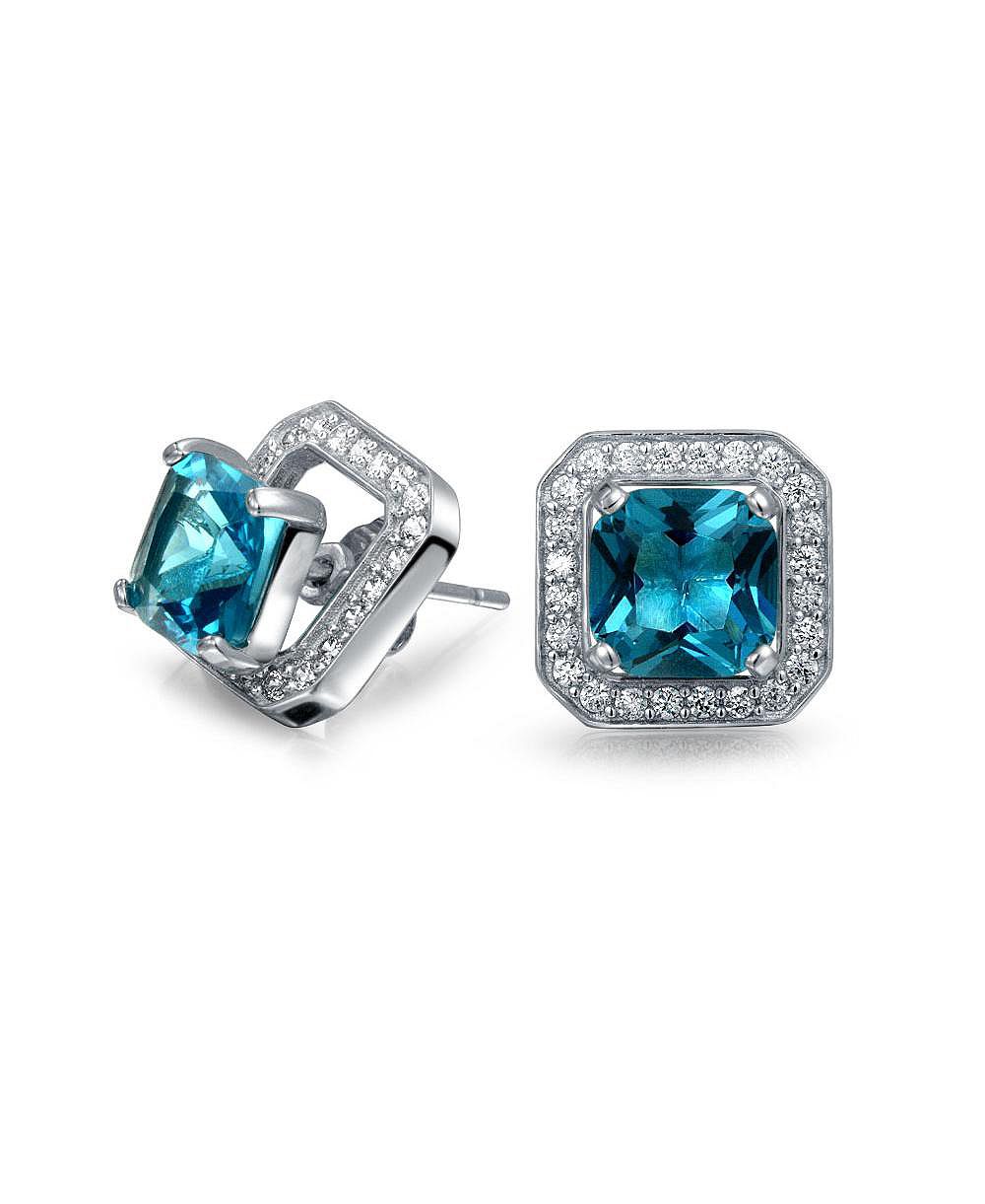 Насадки на серьги Bling Jewelry Cubic Zirconia CZ Halo Square