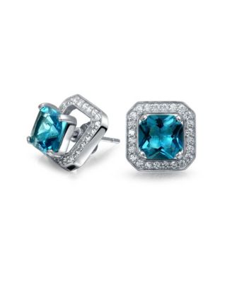 Bling Jewelry Cubic Zirconia CZ Halo Square Earrings Jackets For Studs Jacket Only