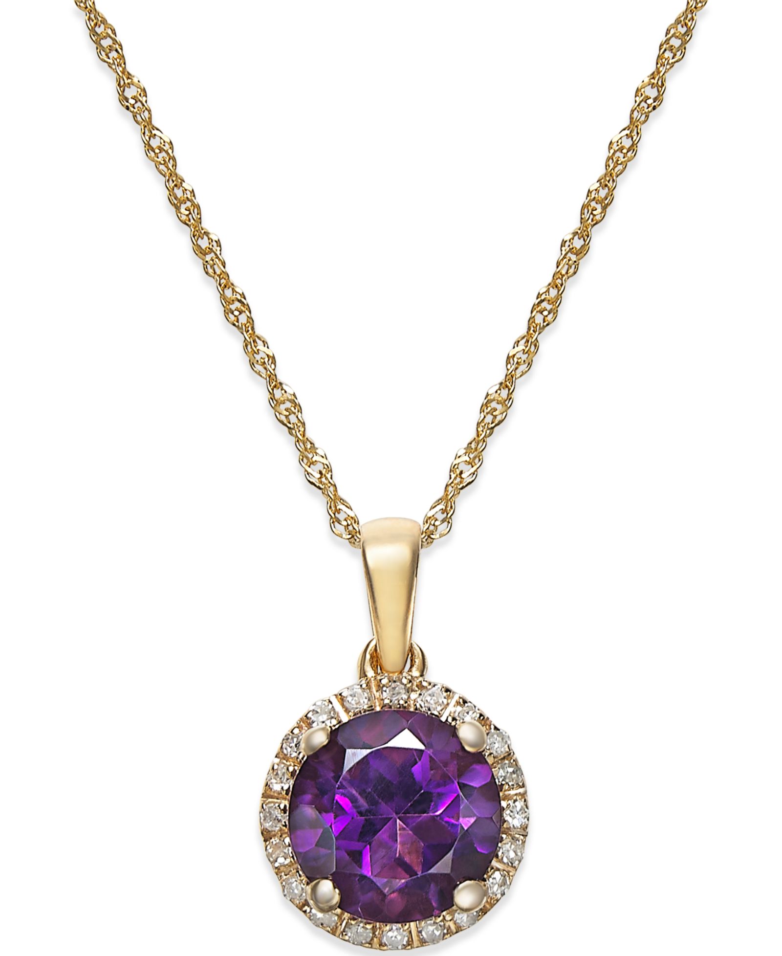 Amethyst (1-1/10 ct. t.w.) and Diamond Accent Pendant Necklace in 14k Gold
