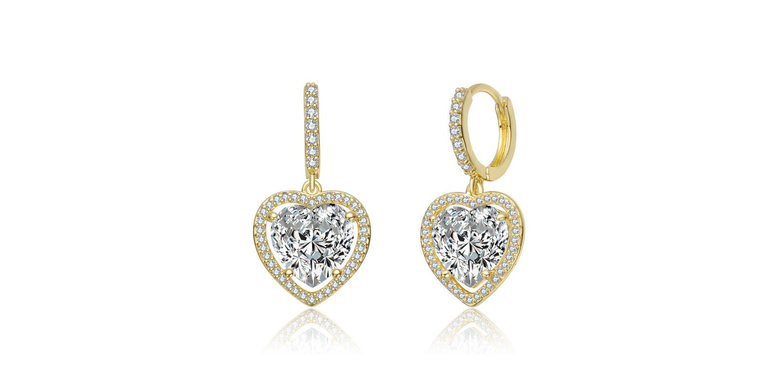 Элегантные серьги-кольцо Rachel Glauber 14K Gold Plated CZ Heart Huggie