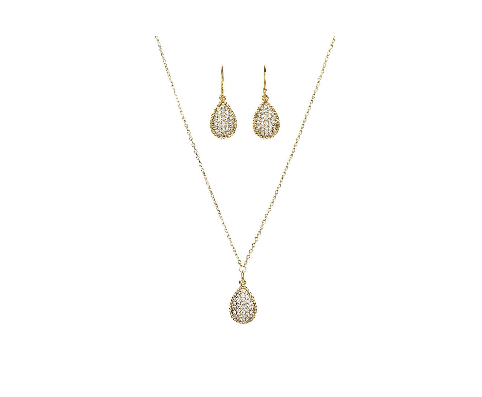 Sterling Plated Leah Crystal Necklace & Earring Set Trendy