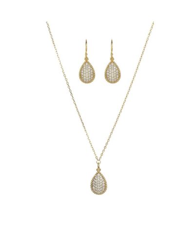 Sterling Plated Leah Crystal Necklace & Earring Set Trendy