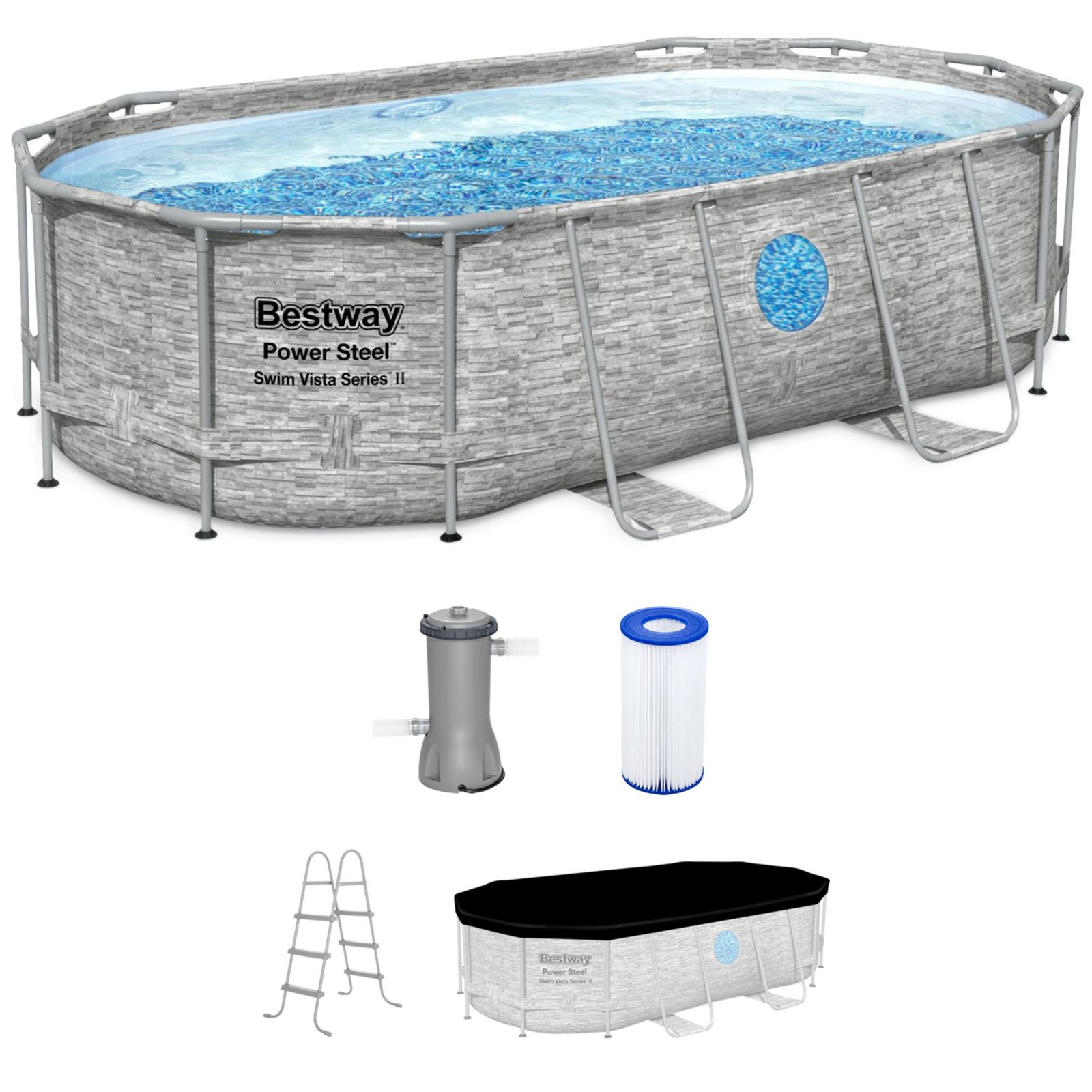 Bestway Steel Pro MAX Splashview 14' x 8'2" x 39.5" Above Ground Swimming Pool Set