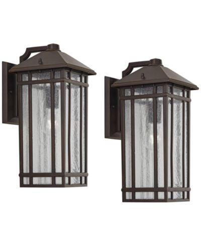Kathy Ireland набор из 2 уличных настенных светильников Farmhouse Rustic Bronze Finish 16 1/2"