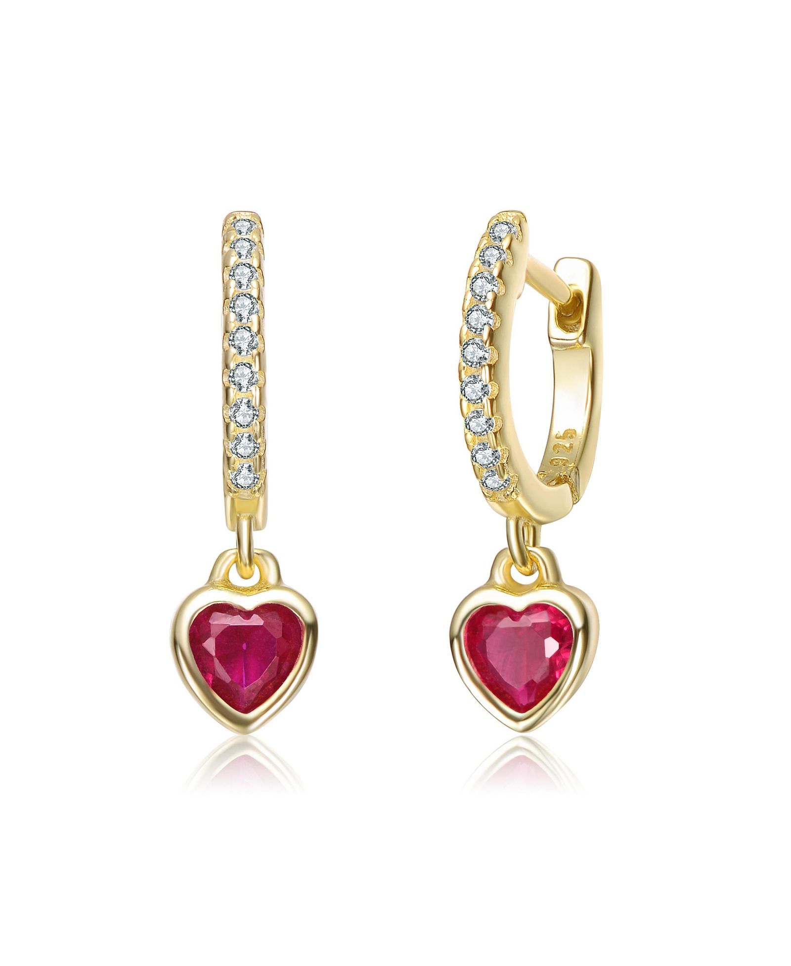 GiGiGirl Элегантные серьги-кольца с подвеской в виде сердца, 14K Gold Plated