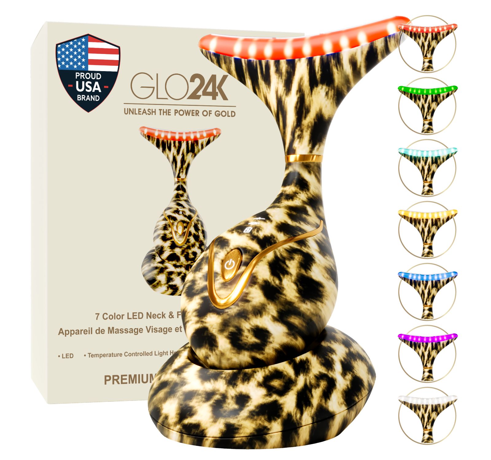 7 Color LED Neck & Face Massager Deluxe (Cheetah)