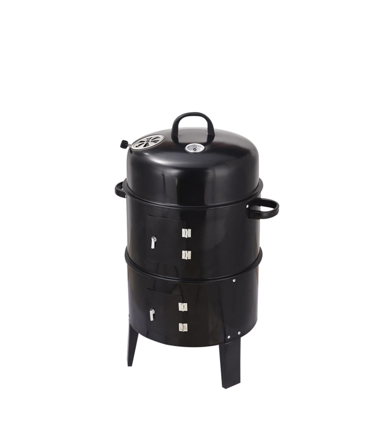 Outdoor double-layer grill, charcoal wood fired braising and smoking stove