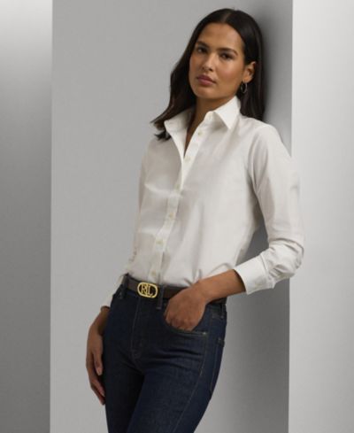 Lauren Ralph Lauren Женская рубашка Petite, не требующая глажки, прямого кроя