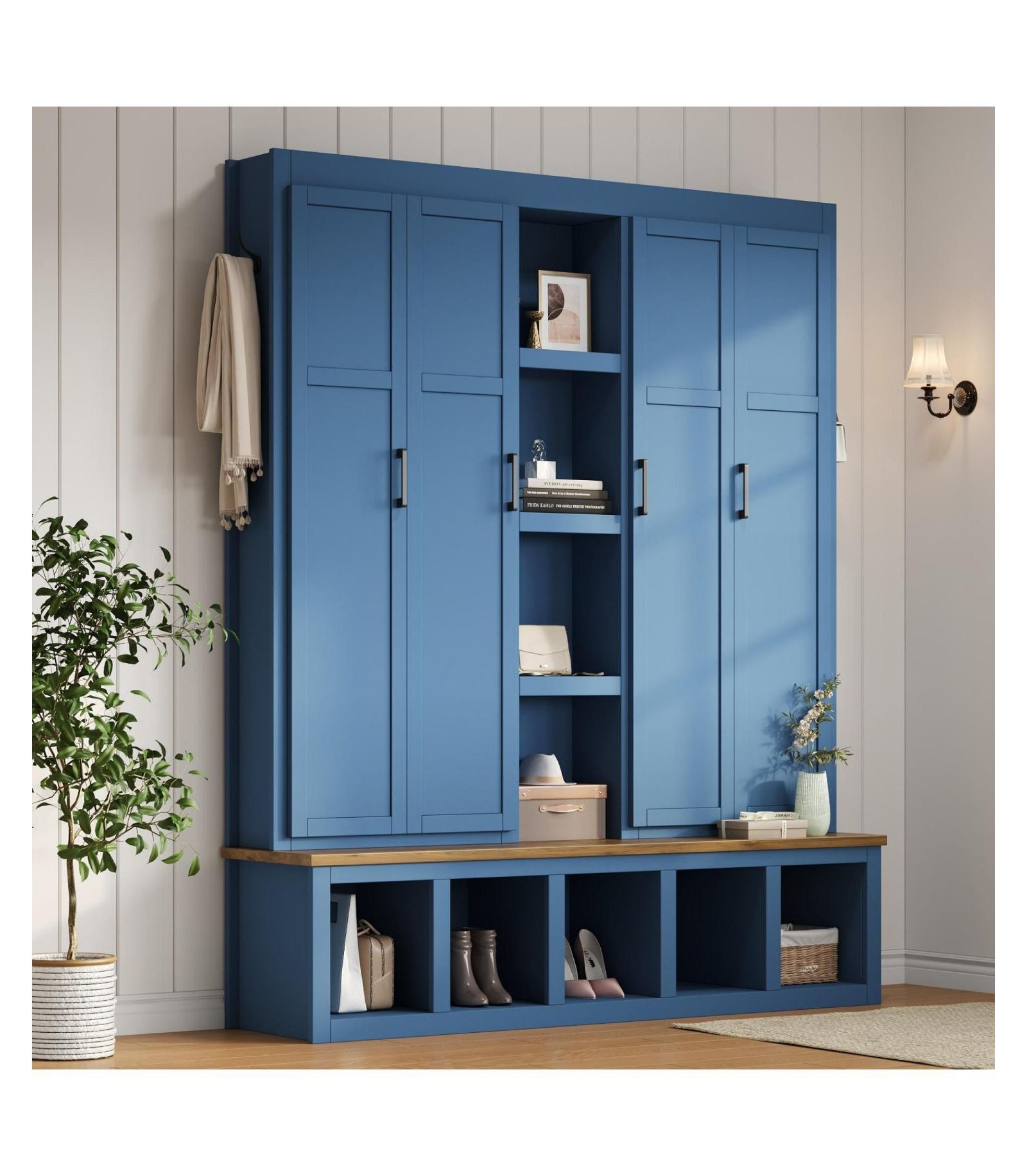Farmhouse Hall Tree with Bench & Storage