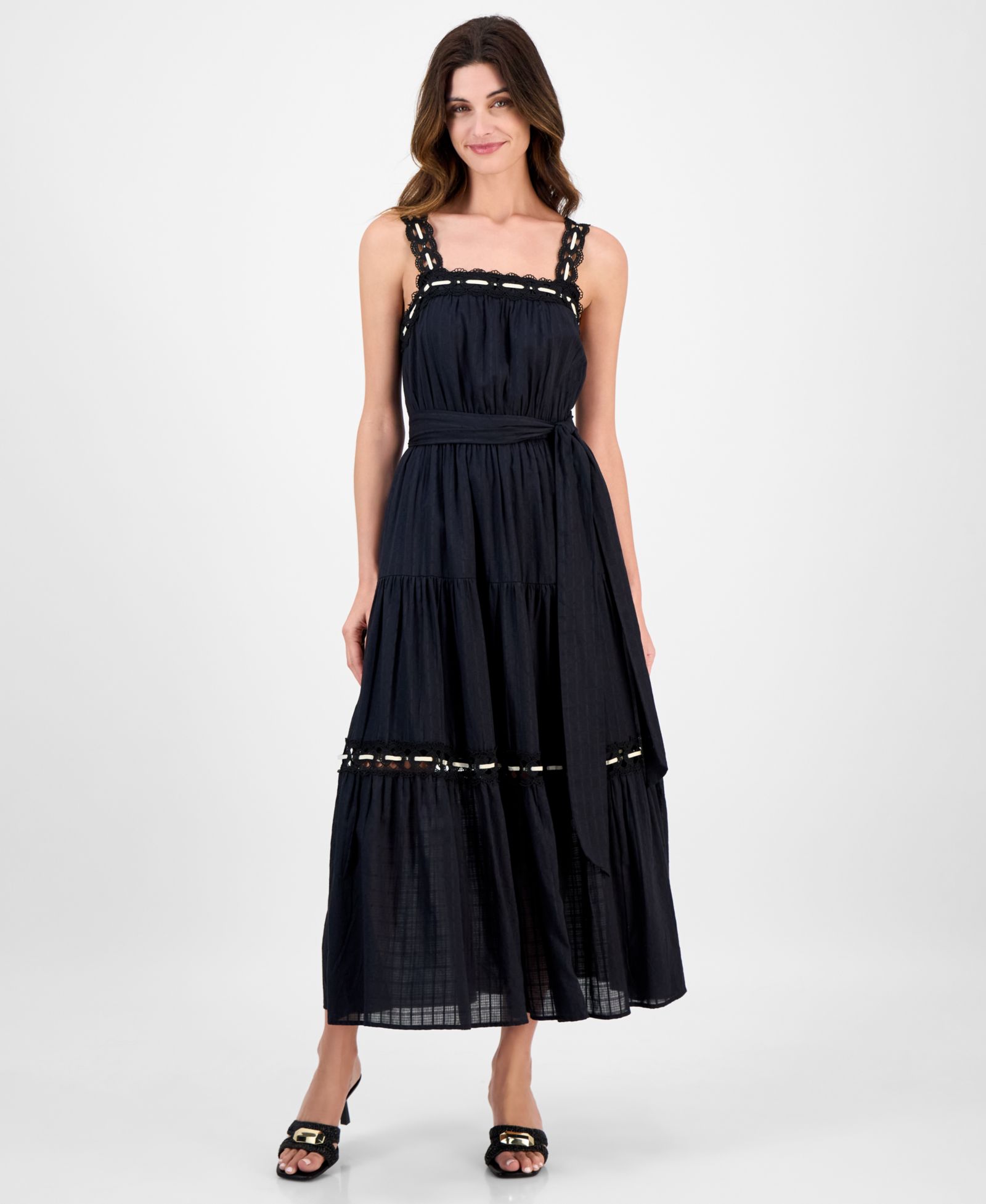 Женское миди-платье Anne Klein Lace-Trim Cotton