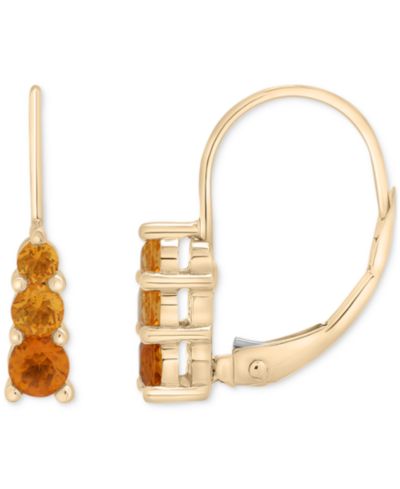 Серьги-подвески с цитрином (3/8 ct. t.w.) в желтом золоте 10k