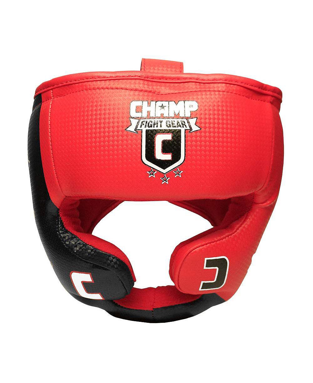 The Champ Boxing Headgear Lightweight, Durable, Adjustable Sparring Gear for Training, Kickboxing, MMA, Muay Thai, Red/Black, Medium