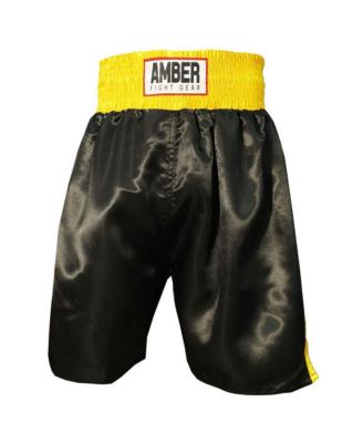 Fearless Classic Satin Pro-Style Boxing Trunks: Premium Fight Shorts for Training and Gym Clothing, Boxing Trunks Black/Gold, Size L