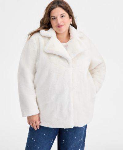 On 34th Пальто Faux Fur с воротником Notched Collar, Plus Size