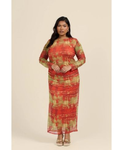 FASHION-SZN CURVE Women's Tye Dye Midi Dress