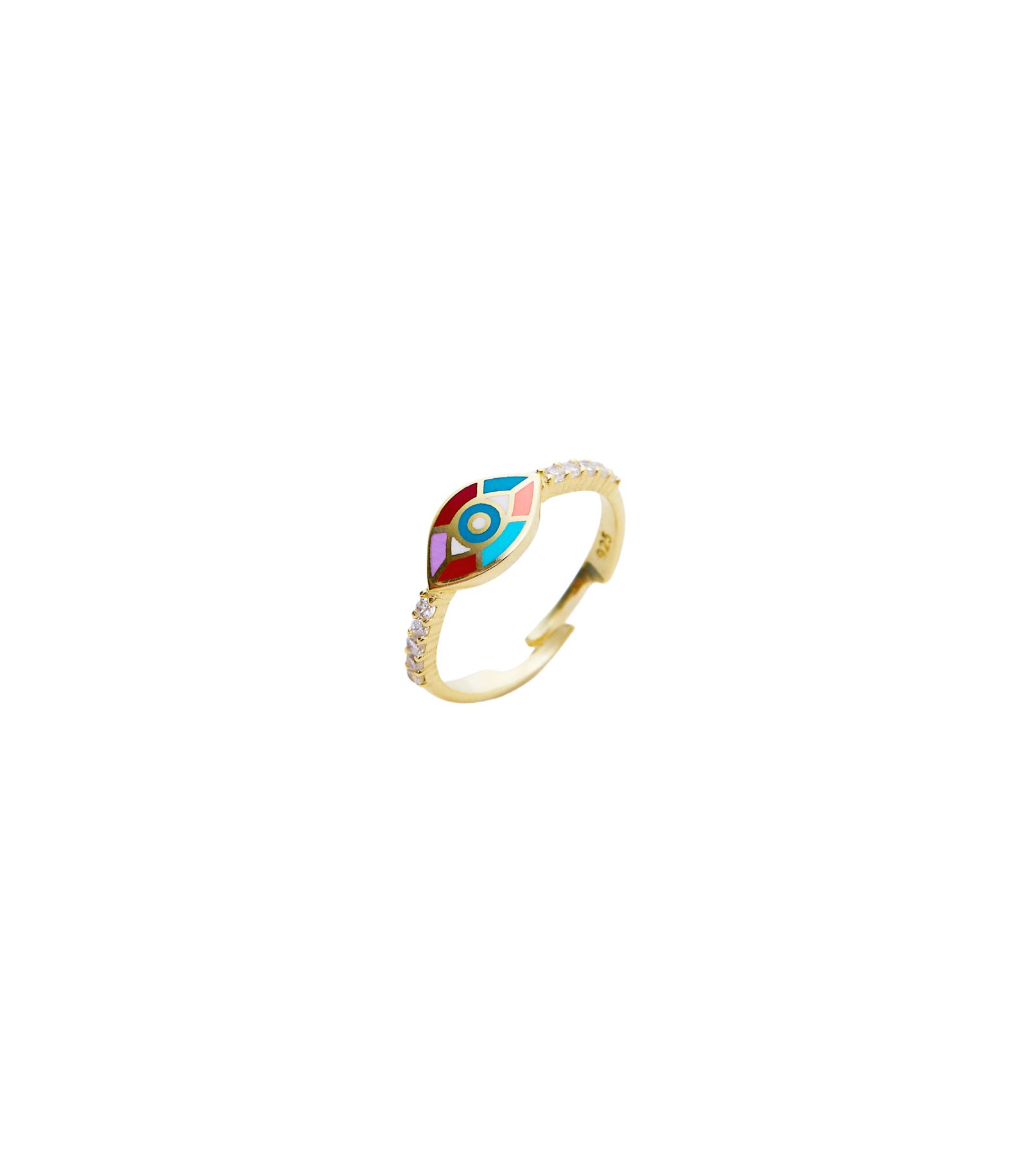 Перстень Spero London Enamel Five Color Evil Eye Sterling Signet