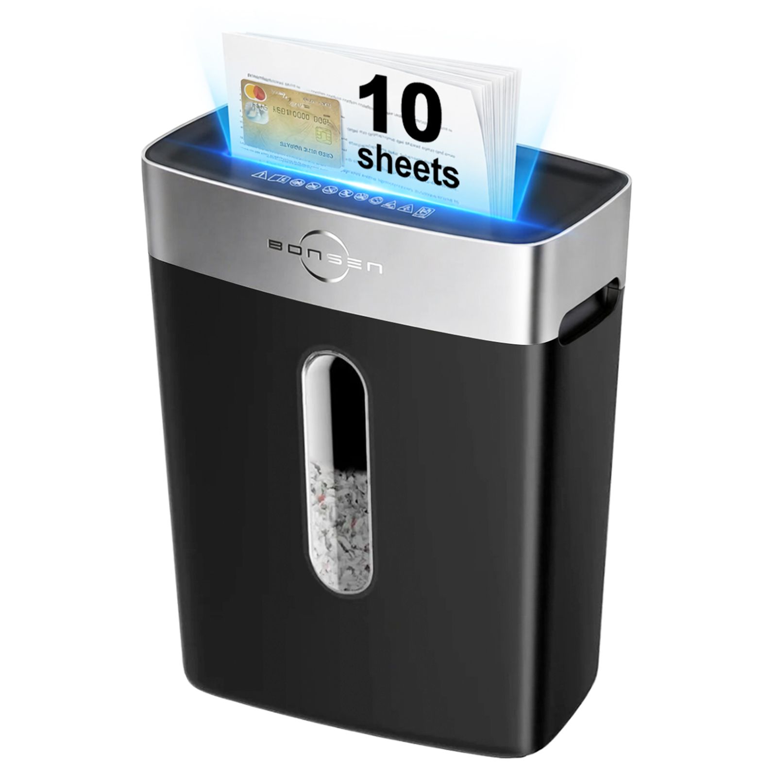 Bonsaii 10 Sheet Cross Cut Paper Shredder - P 4 High Security, Jam Proof, Quiet Credit Card Shredder with 4 Gallon Bin