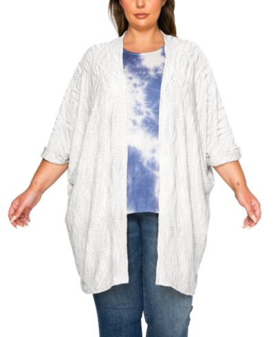 Кардиган COIN 1804 Plus Size Spiral Wave Texture Dolman