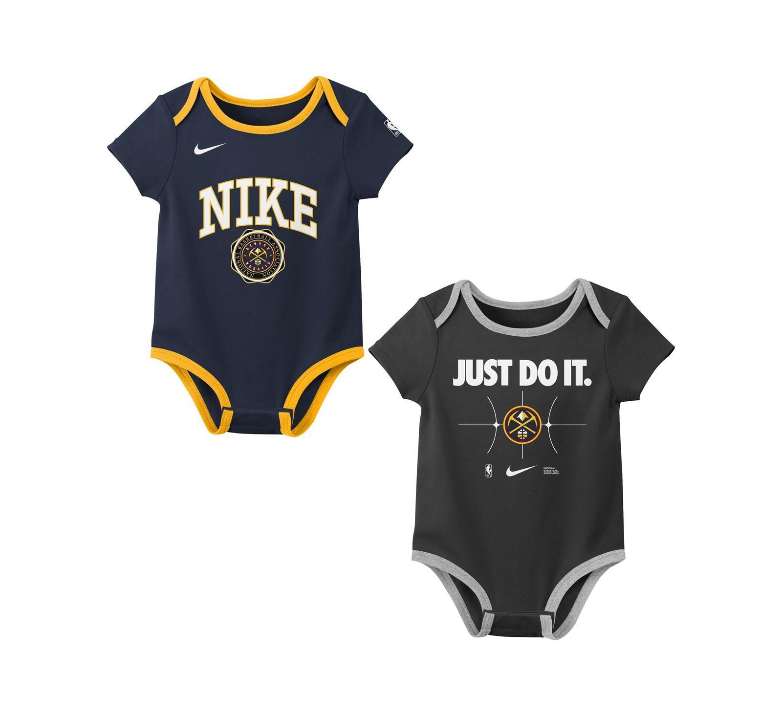 Nike Newborn Navy/Black Denver Nuggets Just Do It 2-Pack Bodysuit Set