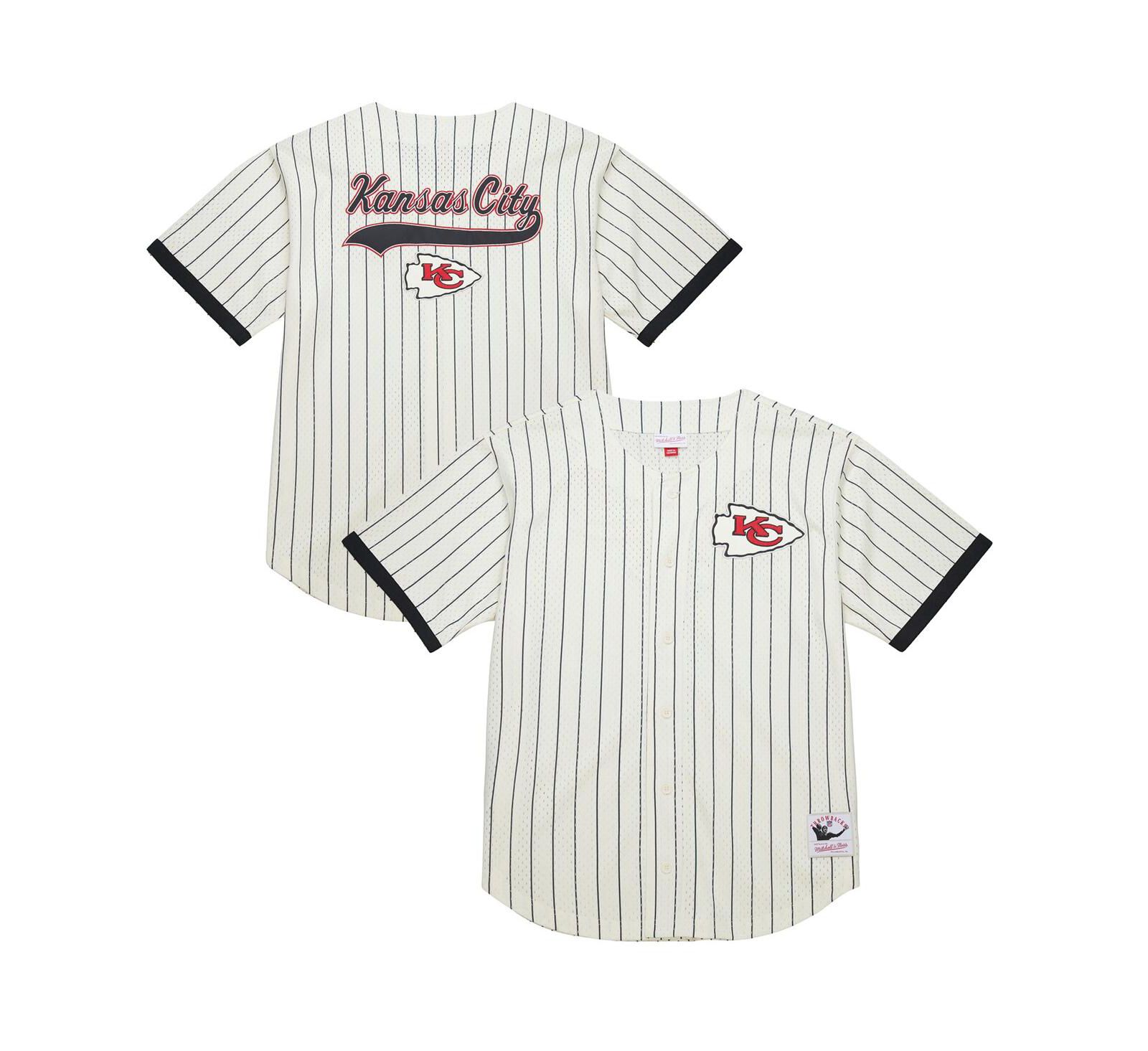 Mitchell & Ness Men's Cream Kansas City Chiefs Final Seconds Vintage Logo Mesh Button-Up Shirt