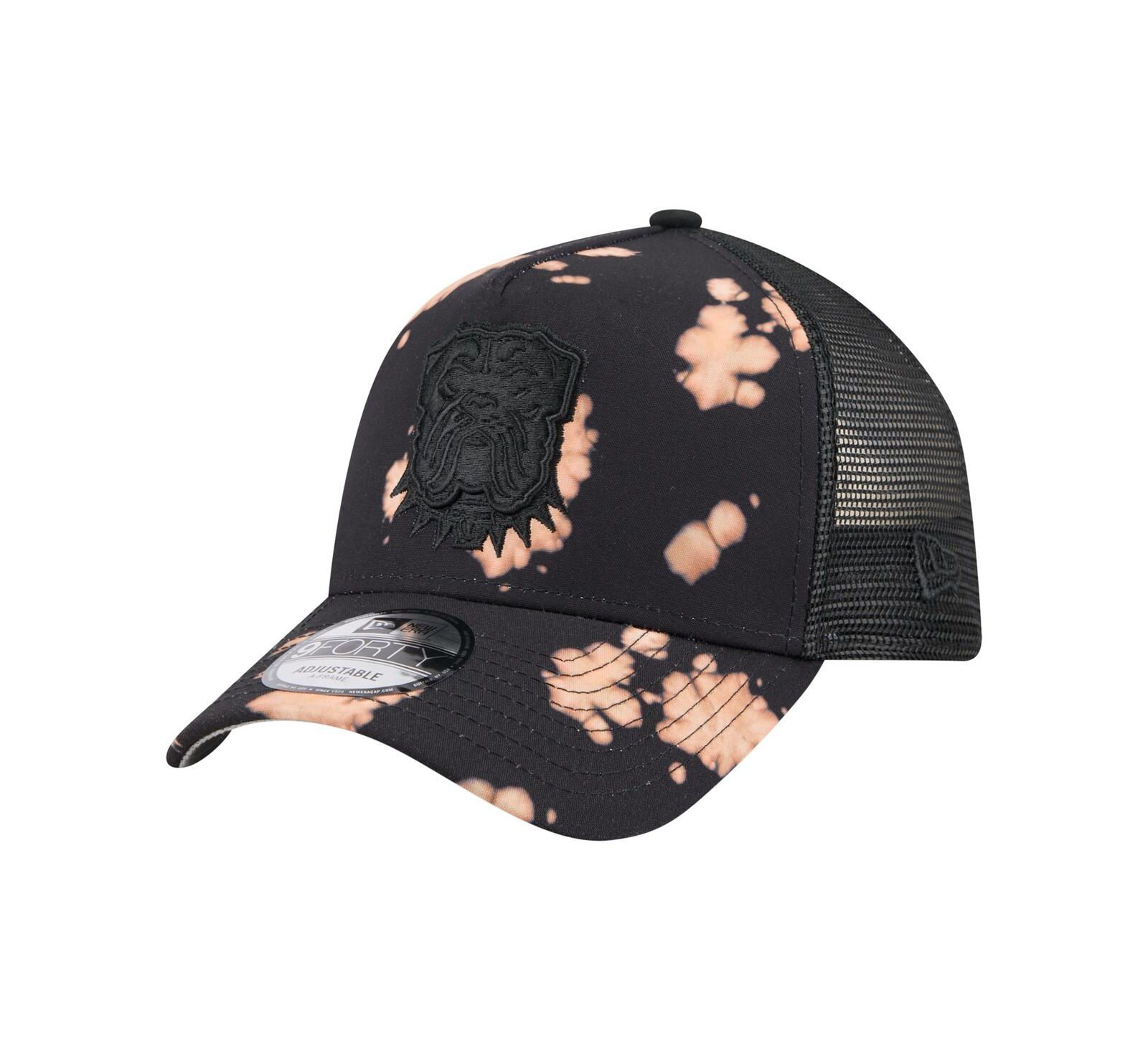 New Era Men's Black Cleveland Browns Bleached A-Frame 9FORTY Trucker Adjustable Hat