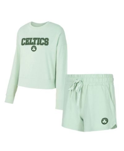 Женский комплект из футболки и шорт Concepts Sport Light Green Boston Celtics Elevation Tri-Blend