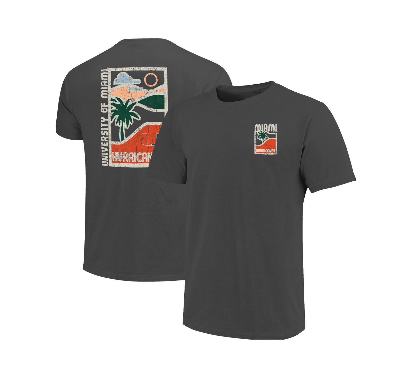 Мужская футболка Image One Graphite Miami Hurricanes Comfort Colors Minimal Vista Distressed Graphics