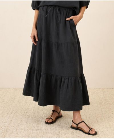 Pact Женский Organic Cotton Coastal Double Gauze Tiered Maxi Skirt