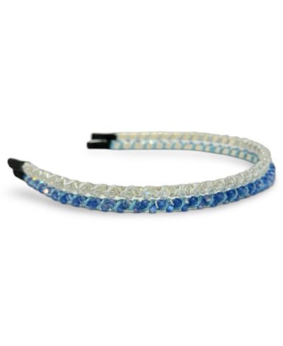 Thin Beaded Headband Set - Blue + Silver