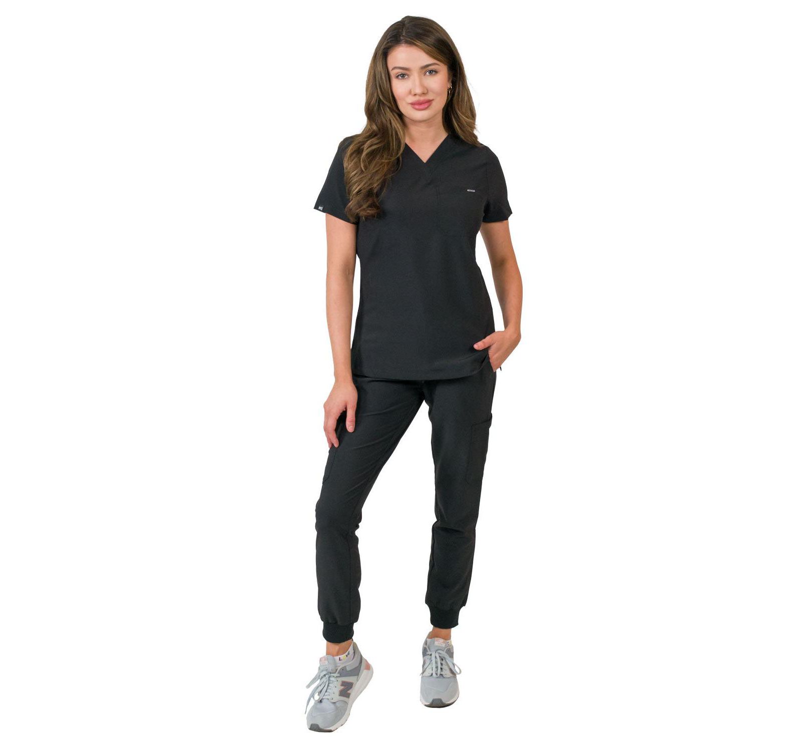 Medgear Women's 1-Pocket Top Knit Rib Cuff Jogger Pants Set