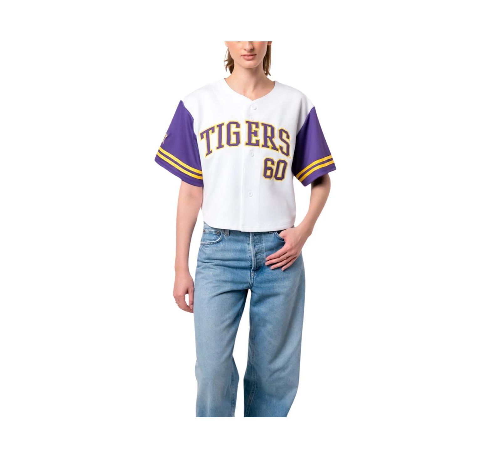 Женская укороченная футболка-джерси Established & Co. White LSU Tigers Baseball