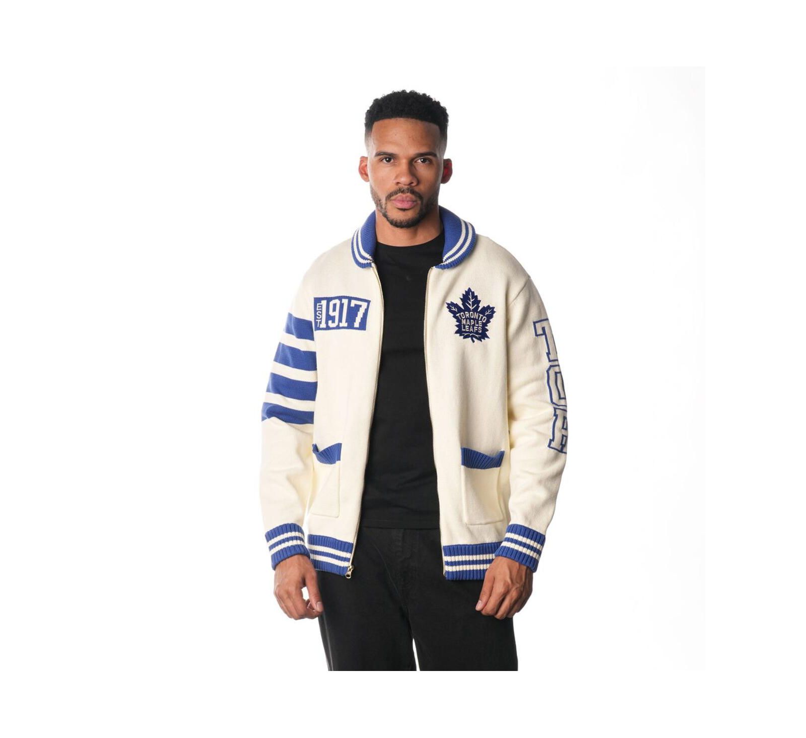 The Wild Collective Men's and Women's Cream Toronto Maple Leaf's Jacquard Full-Zip Sweater