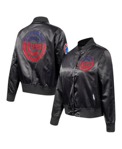 Pro Standard Women's Black Chicago Cubs Rhinestone Satin Full-Snap Jacket