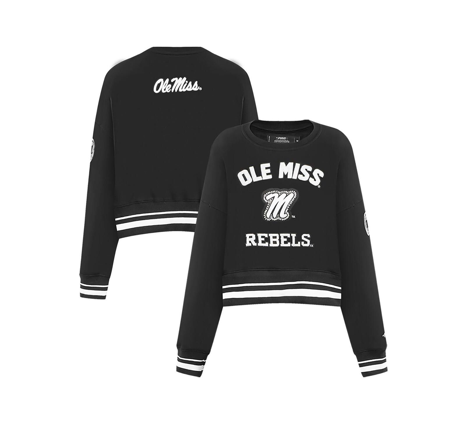 Женская толстовка Pro Standard Black Ole Miss Rebels Cropped Pullover Sweatshirt