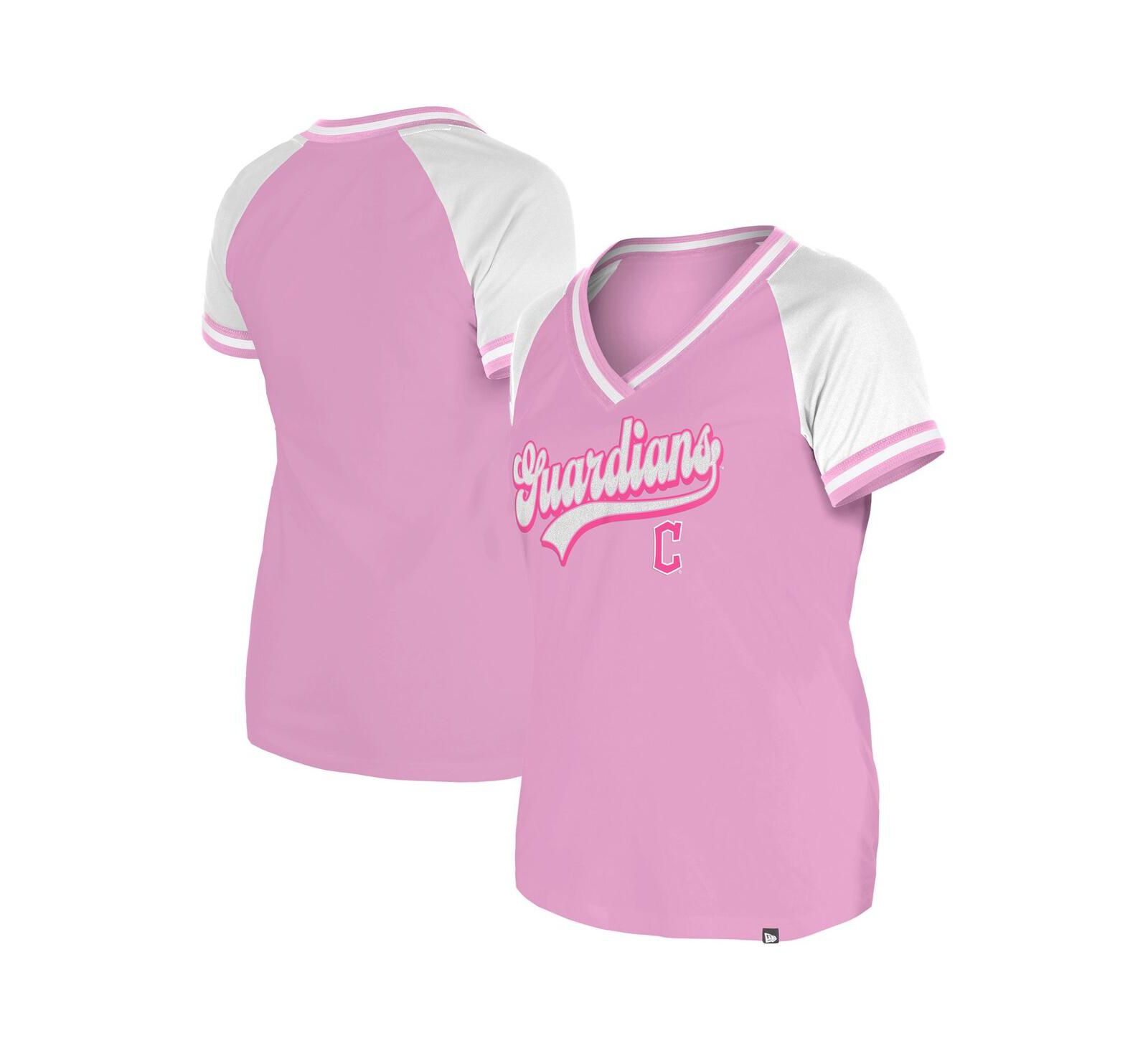 Женская футболка New Era Light Pink Cleveland Guardians Gameday V-Neck