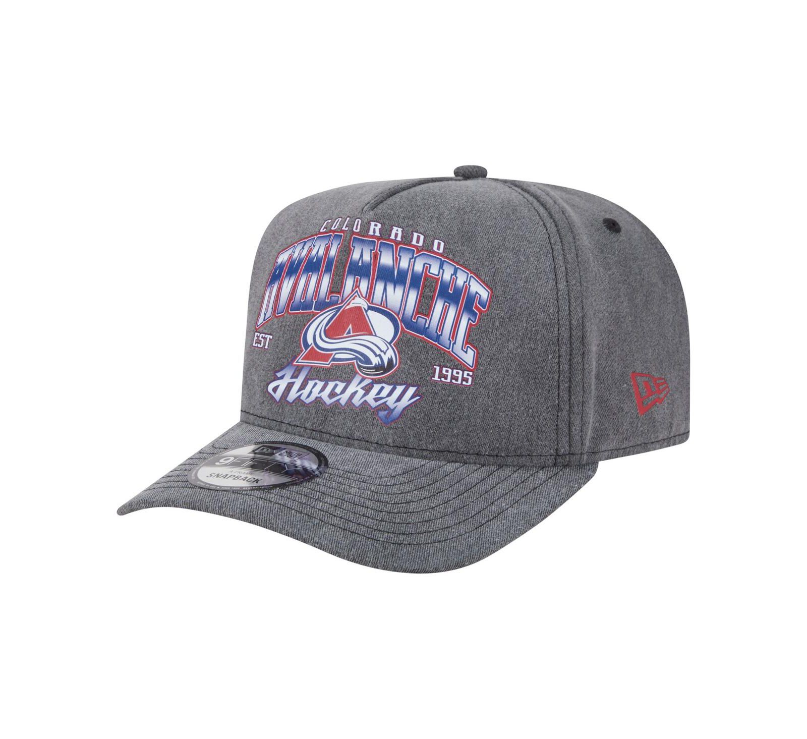 New Era Men's Charcoal Colorado Avalanche Throwback Washed A-Frame Pre-Curved 9FIFTY Snapback Hat