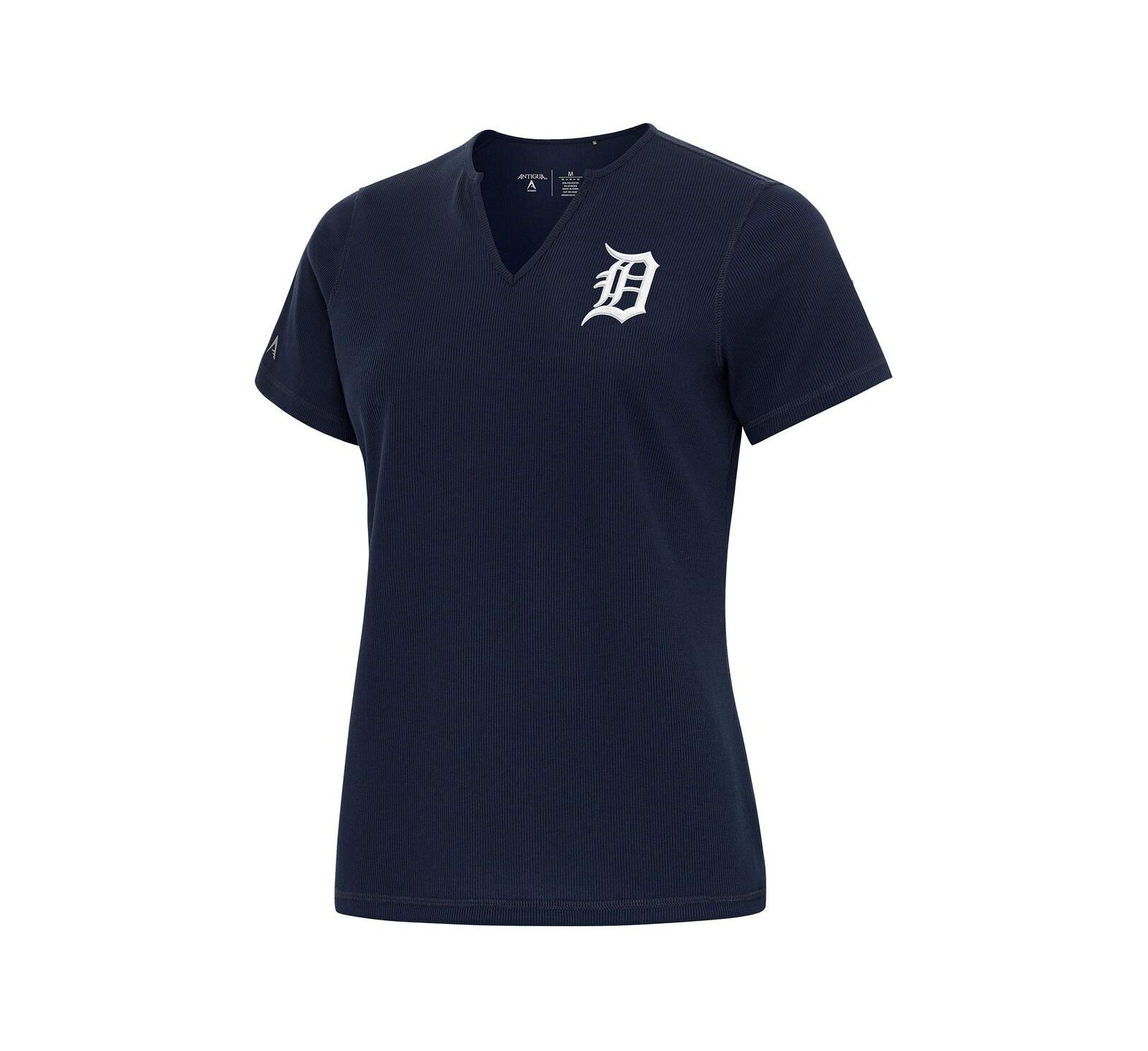 Antigua Женская футболка Detroit Tigers Notch Neck, темно-синяя