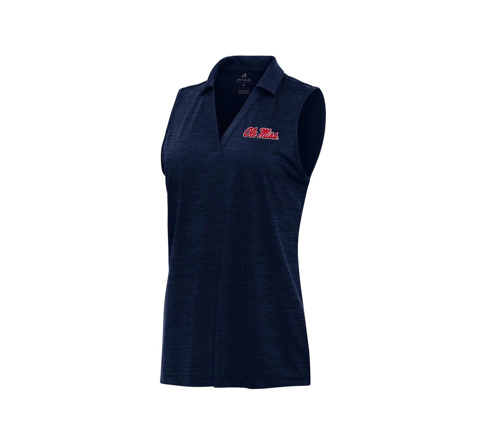 Женская футболка-поло Antigua Heather Navy Ole Miss Rebels Layout Sleeveless V-Neck