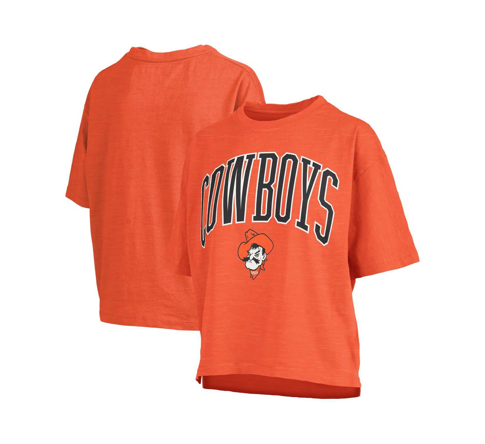 Pressbox Women's Orange Oklahoma State Cowboys Nelson Arch Over Logo Waist Length Oversized Slub T-Shirt