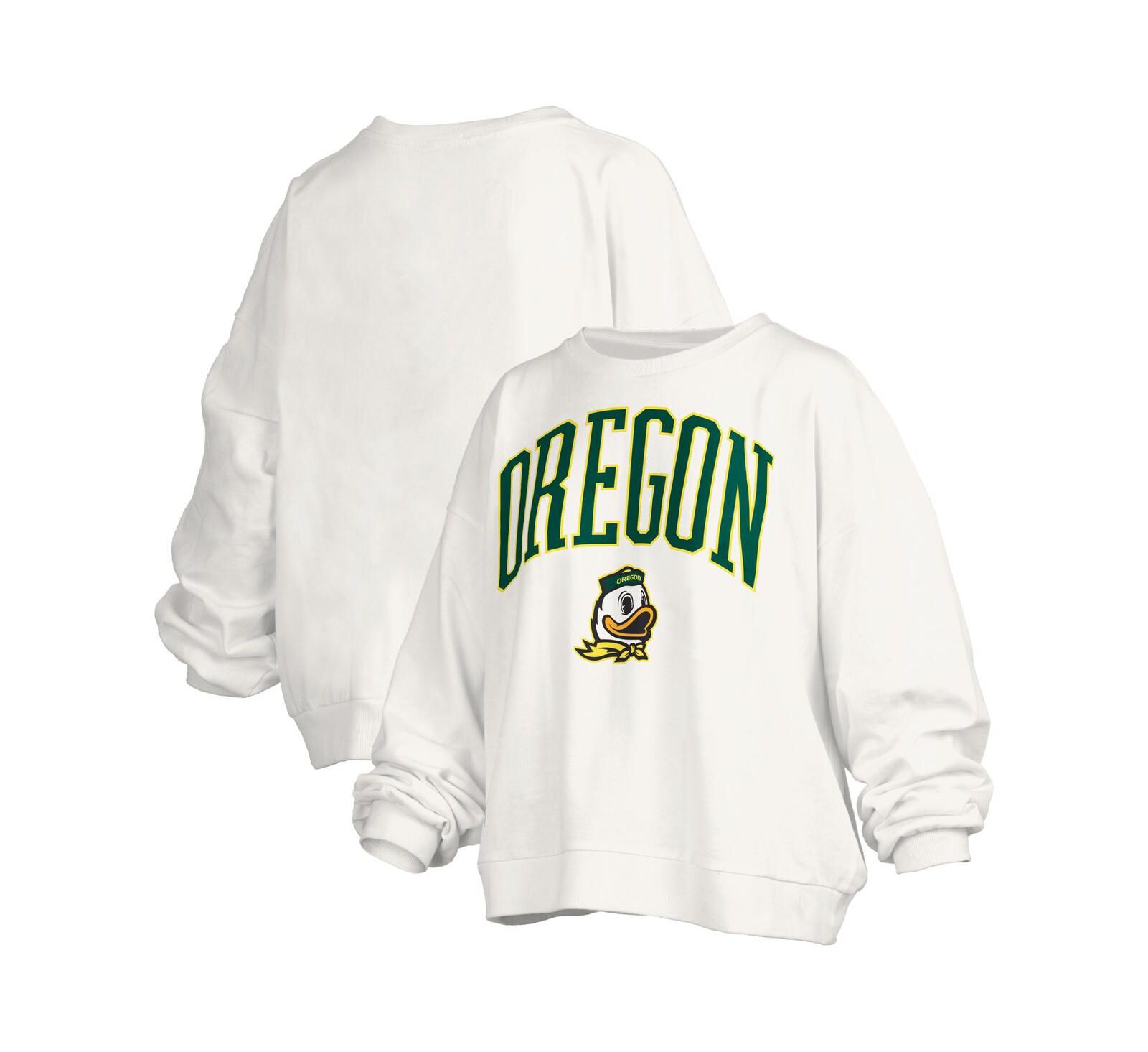 Pressbox Женский белый свитшот оверсайз Oregon Ducks Janise Arch Over Logo