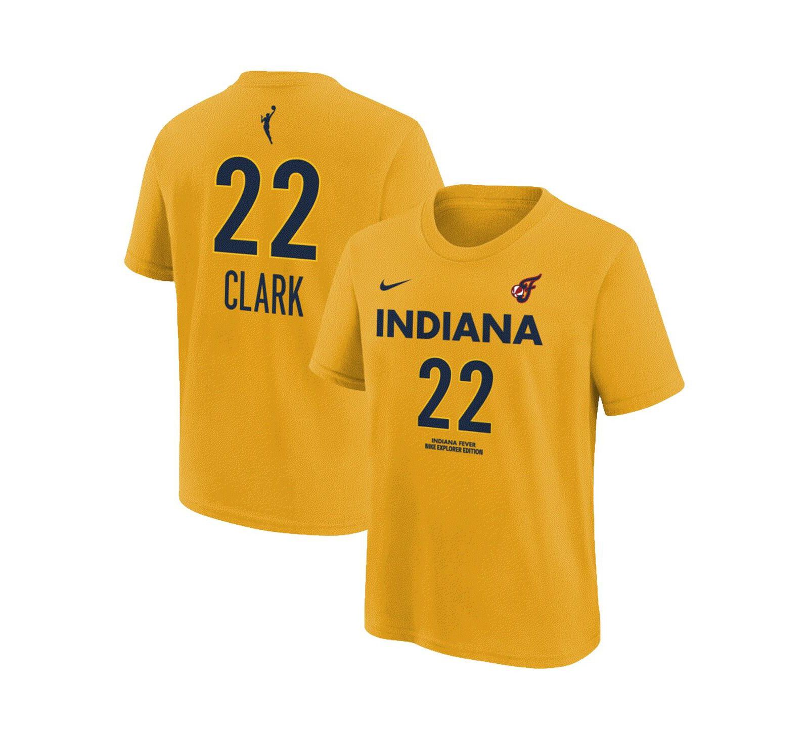 Футболка Nike Caitlin Clark Gold Indiana Fever для мальчиков и девочек